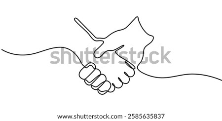 Continuous Line Drawing of Deal Icon. Hand Drawn Symbol Vector Illustration, One Continuous Line Drawing of Agreement Icon. Single Line Vector Illustration, Continuous Line Drawing of Deal Icon. 