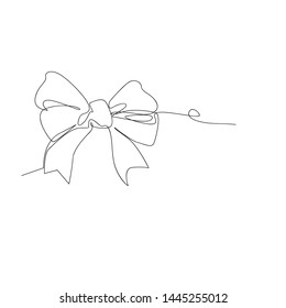 continuous line drawing of decorative ribbon bow. isolated sketch drawing of decorative ribbon bow line concept. outline thin stroke vector illustration