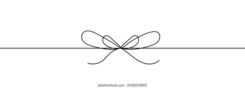 Continuous line drawing of decorative ribbon bow. editable line. Vector illustration.