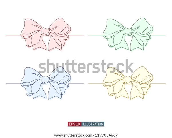 Continuous Line Drawing Decorative Ribbon Bow Stock Vector (Royalty ...