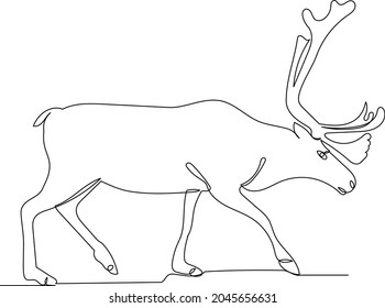 continuous line drawing of a deer with antlers