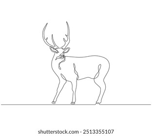 Continuous line drawing of deer. Line art icon. Deer continuous line drawing. Deer one line draw graphic vector. Vector illustration
