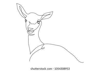 continuous line drawing of a deer cute animal zoo vector illustration.