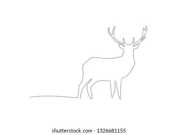 continuous line drawing of deer vector