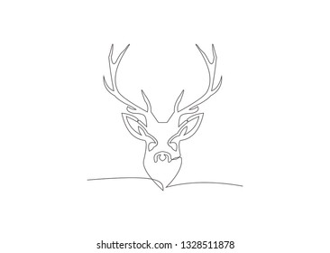 continuous line drawing of deer vector