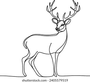 continuous line drawing of a deer. vector illustration