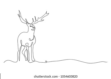 continuous line drawing of a deer wildlife.
   Vector illustrations