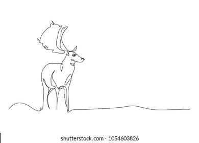 continuous line drawing of a deer wildlife.
   Vector illustrations