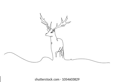 continuous line drawing of a deer wildlife.
   Vector illustrations