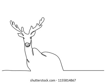 continuous line drawing of deer wildlife vector illustration