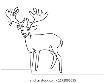 continuous line drawing of deer wildlife vector illustration 