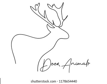 continuous line drawing of deer wildlife vector illustration 