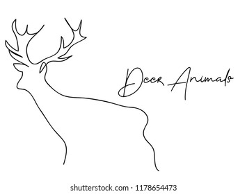 continuous line drawing of deer wildlife vector illustration 