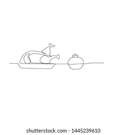 continuous line drawing of delicious chicken meat. isolated sketch drawing of delicious chicken meat line concept. outline thin stroke vector illustration
