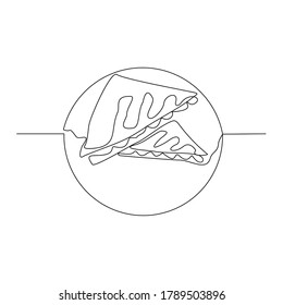 kontinuierliche Zeichnung von köstlichem Sandwich. Fast Food oder Junk Food Single-Konzept für Café, Restaurant und Lebensmittelgeschäft. Vektorgrafik
