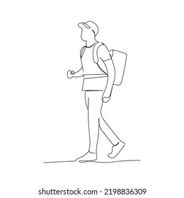 Continuous line drawing of a delivery man. Minimalism art.