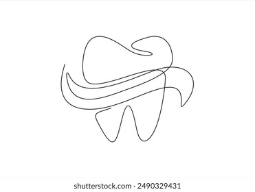 Línea Continua Dibujo de Icono de Salud Dental. Ilustración vectorial de símbolos dibujados a mano.