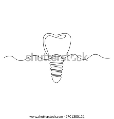 Continuous Line Drawing of a Dental Implant