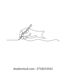 Un dibujo de línea continua que representa una escritura a mano con una pluma