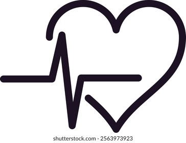 Continuous line drawing depicting a heartbeat transforming into a heart shape, representing themes of healthcare, cardiology, and the pursuit of a healthy lifestyle