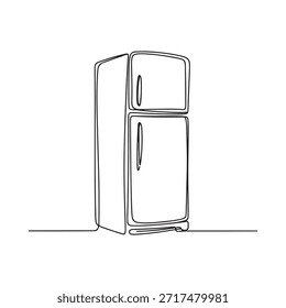 Um desenho em linha contínua que representa um simples aparelho de refrigeração moderno