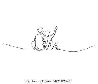 Continuous line drawing depicts