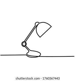 continuous line drawing of desk lamp, object one line, single line art, icon vector illustration