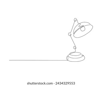 Continuous Line Drawing Of Desk Lamp For Table. One Line Of Table Lamp. Desk Lamp Continuous Line Art. Editable Outline.
