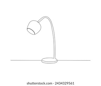 Línea Continua De Dibujo De La Lámpara De Escritorio Para La Mesa. Una Línea De Lámpara De Mesa. Lámpara de escritorio Línea continua de arte. Contorno editable.
