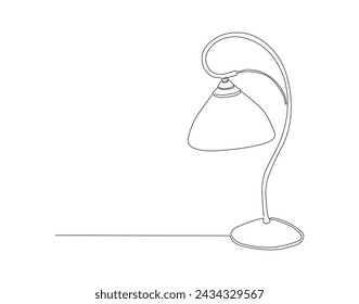 Línea Continua De Dibujo De La Lámpara De Escritorio Para La Mesa. Una Línea De Lámpara De Mesa. Lámpara de escritorio Línea continua de arte. Contorno editable.
