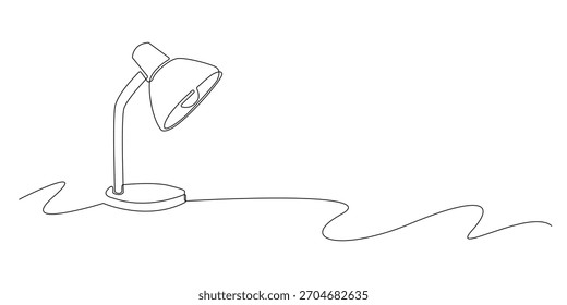 Dibujo de línea continuo de una lámpara de escritorio. Ilustración de dibujo de una sola línea de una lámpara de estudio.