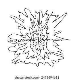 Continuous line drawing. A detailed drawing of a flower with a simple line drawing of a flower