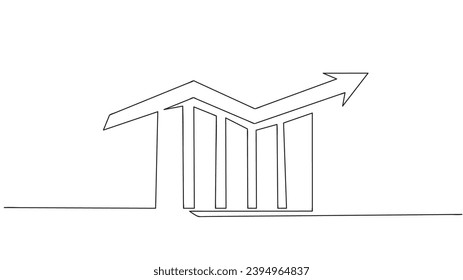 Continuous line drawing of diagram, icon business, single line art, vector illustration