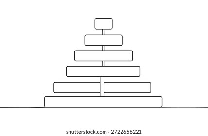 Diagrama de dibujo de línea continua con rectángulos apilados que muestran una estructura jerárquica arte minimalista simple