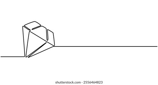 Continuous Line Drawing of Diamond Icon. Hand Drawn Symbol Vector Illustration, Continuous one line drawing of diamond stone. One line drawing illustration of luxury diamond. Jewellery, gemstone. 