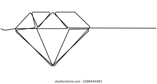  Continuous Line Drawing of Diamond Icon. Hand Drawn Symbol Vector Illustration, Continuous Line Drawing of Diamond Icon. Hand Drawn Symbol Vector Illustration, One Continuous Line Drawing of Core. 