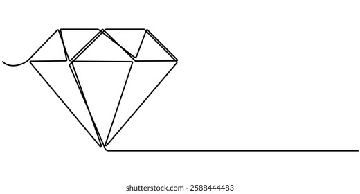  Continuous Line Drawing of Diamond Icon. Hand Drawn Symbol Vector Illustration, Continuous Line Drawing of Diamond Icon. Hand Drawn Symbol Vector Illustration, One Continuous Line Drawing of Core. 