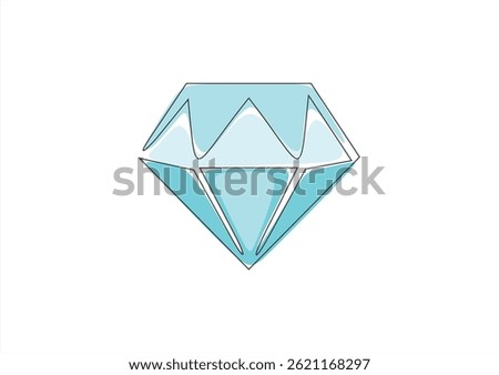 Continuous Line Drawing of Diamond Icon. Hand Drawn Symbol Vector Illustration, Continuous one line drawing of diamond stone. Editable stroke.