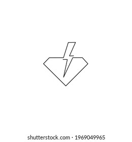 Continuous line drawing of diamond with lightning, object one line, single line art, vector illustration