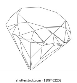 Continuous line drawing Diamond outline icon, modern minimal flat design style, thin line vector illustration