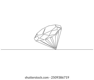 Continuous line drawing of diamond. Single line illustration of jewelery diamond. Jewelery, National diamond day concept. Editable outline 