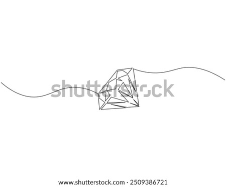 Continuous line drawing of diamond. Single line illustration of jewelery diamond. Jewelery, National diamond day concept. Editable outline 