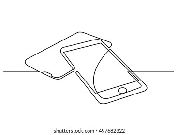 continuous line drawing of digital devices