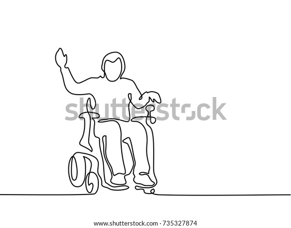 実線図面 電動車椅子に乗った障害者は 動くのを楽しむ ベクターイラストの合計を編集可能 太さと線の位置を選択 のベクター画像素材 ロイヤリティフリー