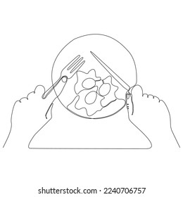 
continuous line drawing of dish fried egg vector illustration minimalistic concept from white background