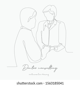 continuous line drawing. doctor consulting senior patient. simple vector illustration. doctor consulting senior patient concept hand drawing sketch line.
