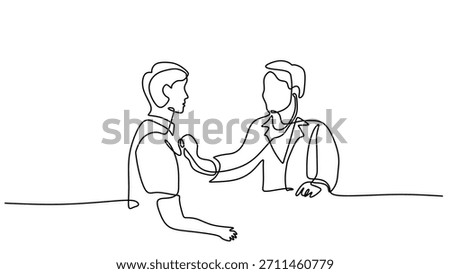 Continuous Line Drawing of a Doctor Holding a Stethoscope, examination and treatment, healthcare concept. Vector illustration minimalist.