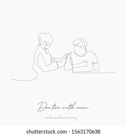 continuous line drawing. doctor with man. simple vector illustration. doctor with man concept hand drawing sketch line.