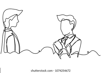 Continuous line drawing of Doctor with stethoscope treat patient  vector illustration