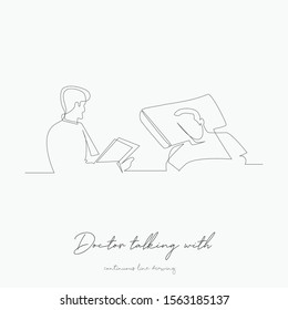 continuous line drawing. doctor talking with patient. simple vector illustration. doctor talking with patient concept hand drawing sketch line.